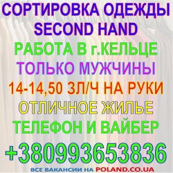 Сортировщики стоковой одежды в г. Кельце (Краков-Ченстохова)